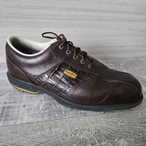 Footjoy Dryjoys Brown Optiflex Leather Golf Shoes Men Size 8 W 53622 Croc Spikes
